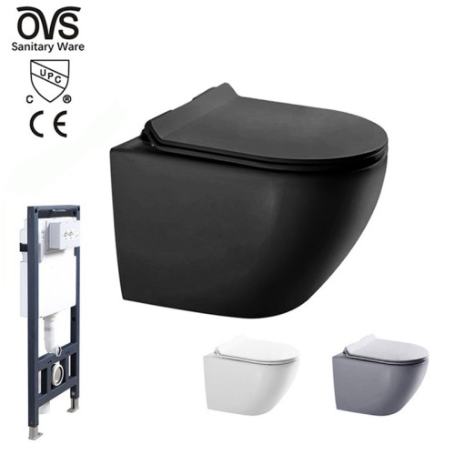 Inodoro Negro Mate de Pared sin Borde