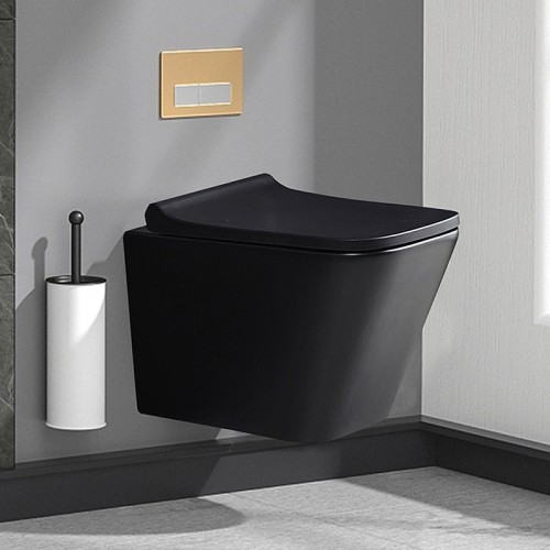 Inodoro Negro Mate de Pared sin Borde