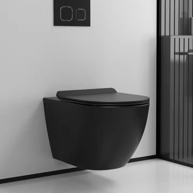 Inodoro Negro Mate de Pared sin Borde