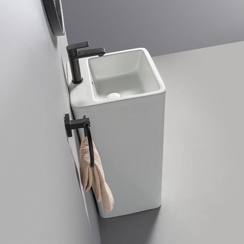 Lavabo con Pedestal Cuadrado de Una Pieza
