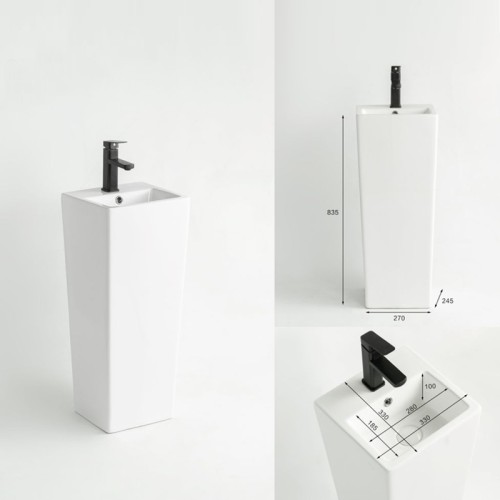 Lavabo con Pedestal Cuadrado de Una Pieza
