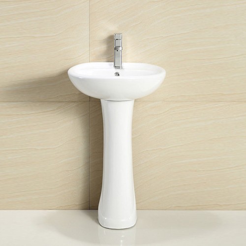 Lavabo de Pedestal Ovalado para Espacios Pequeños 