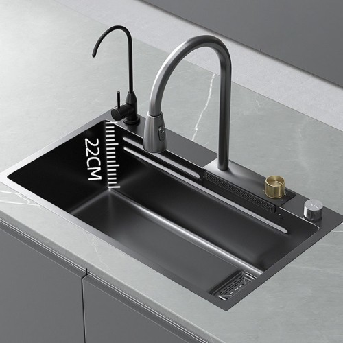 Fregadero de Cocina con Cascada de Acero Inoxidable