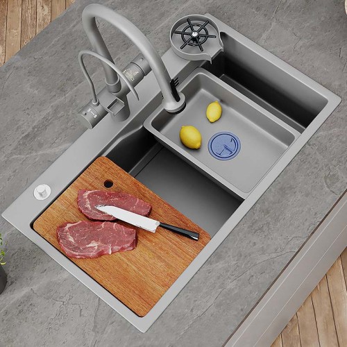 Fregadero de Cocina Bajo Encimera con Estación de Trabajo 