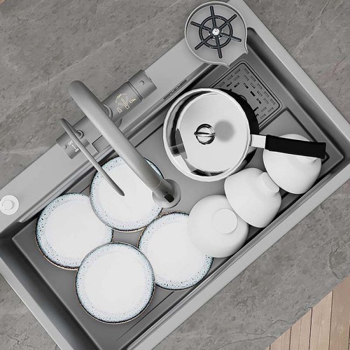 Fregadero de Cocina Bajo Encimera con Estación de Trabajo