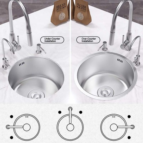 Fregadero de Cocina Redondo Pequeño de Acero Inoxidable