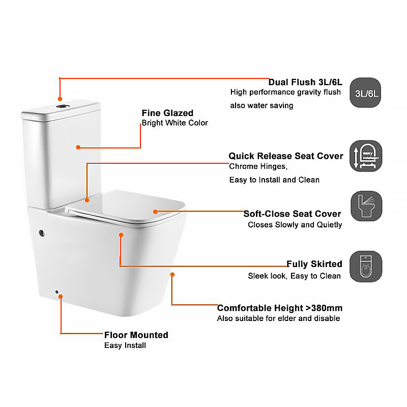 Back to Wall Square Toilet Factory Jabra Sanitary