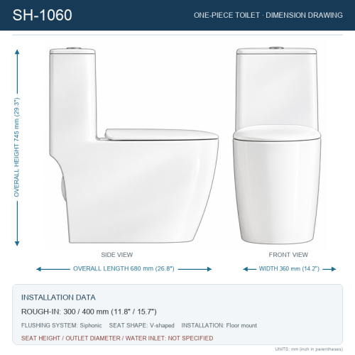 1.28 or 1.6 GPF Elongated Toilet Bowl