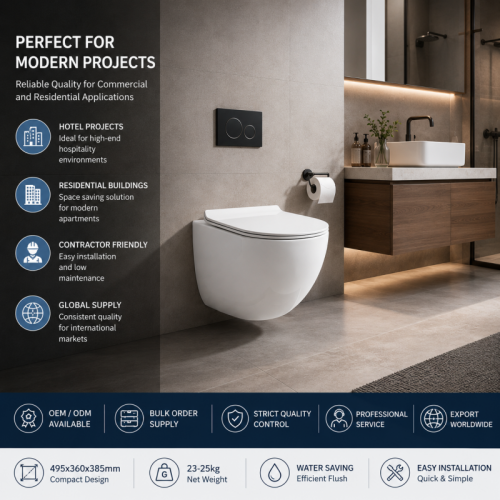 Wall Hung Toilet Tornado Flush Round Front for Space-consciou Bathrooms