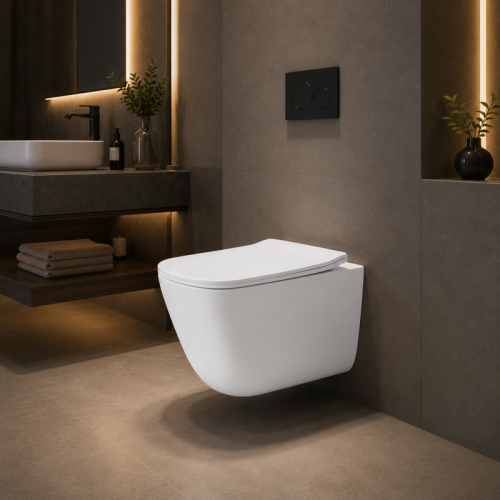 Wall Hung Toilet Square Bowl Shape Tornado Flush