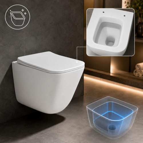 Wall Hung Toilet Square Bowl Shape