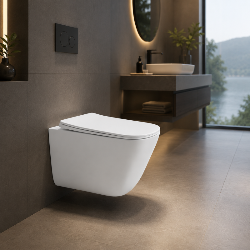 Wall Hung Toilet Square Bowl Shape Tornado Flush