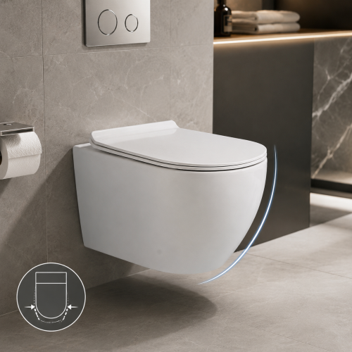 Round Front Wall Mounted Toilet Seat Design