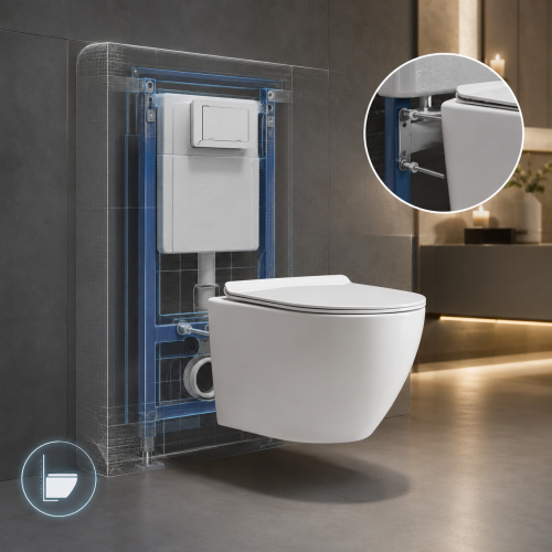 Wall Hung Toilet Bowl With Seat Cover