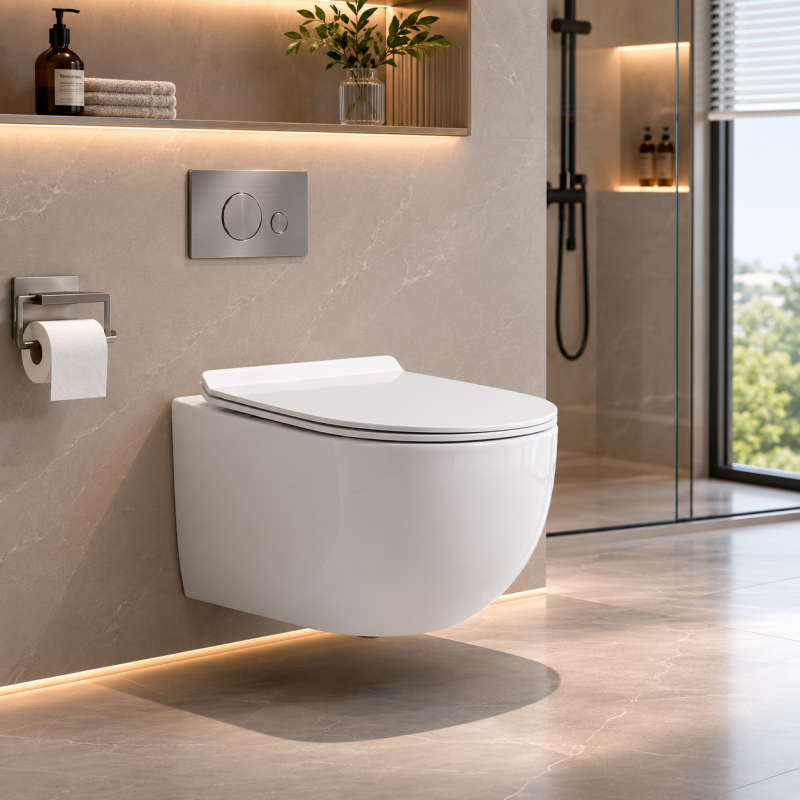 Wall Hung Toilet Tornado Flush Round Front Bowl for Commercial Bathroom
