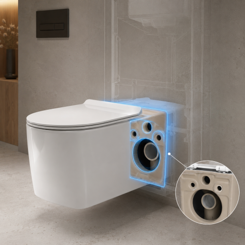 SH-8816 tornado flush wall hung toilet connection openings