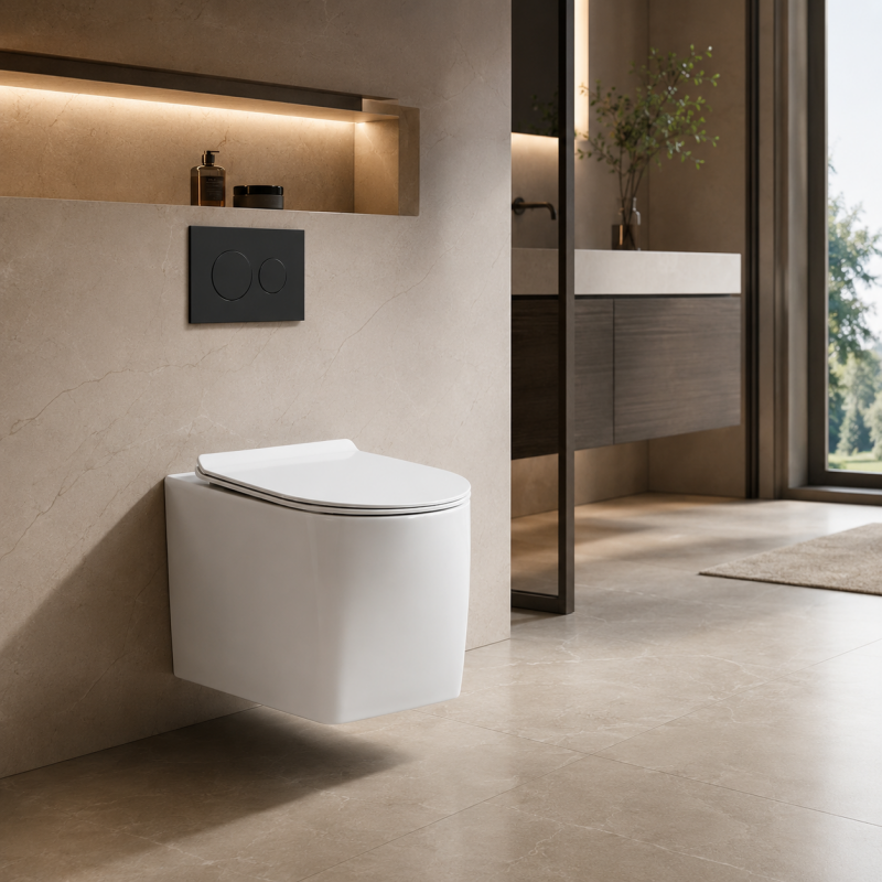 Wall Hung Toilet Tornado Flush Square Bowl for Commercial Projects