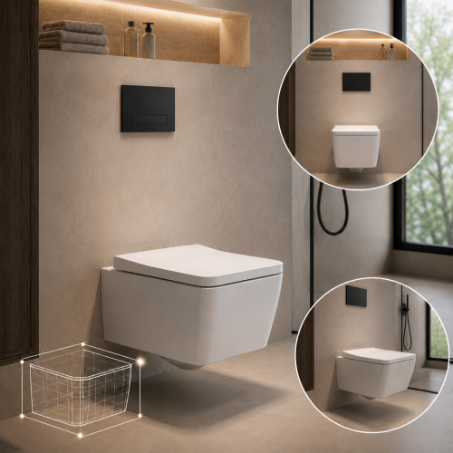 Square Wall Hung Toilet Seat Design