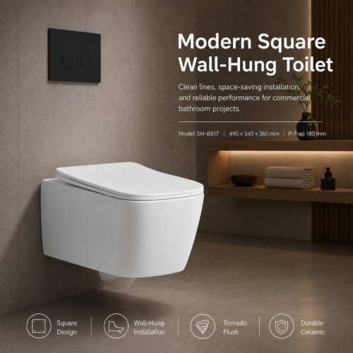 Square Wall Hung Toilet with Tornado Flush