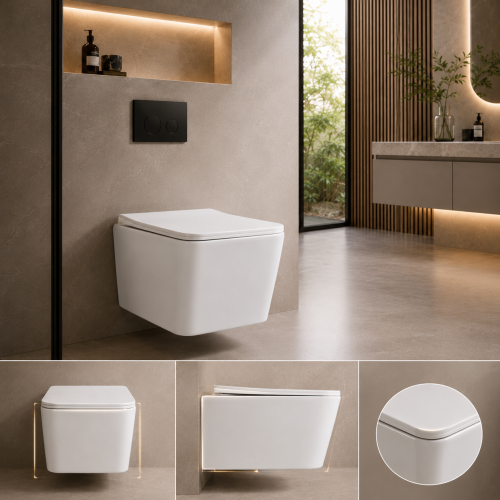 Square Wall Hung Toilet Seat Design