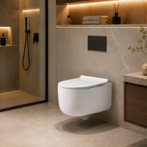 Round Wall Hung Toilet with Tornado Flush and Round Front Bowl Profile