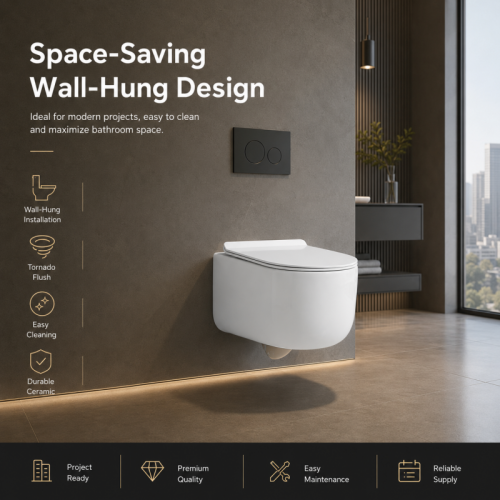 Round Wall Hung Toilet with Tornado Flush and Round Front Bowl Profile
