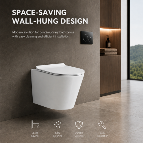 Round Wall Hung Toilet with Tornado Flush and Round Front Bowl Profile