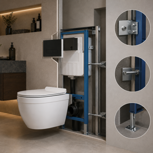 SH-8822 wall frame system installation for round wall hung toilet