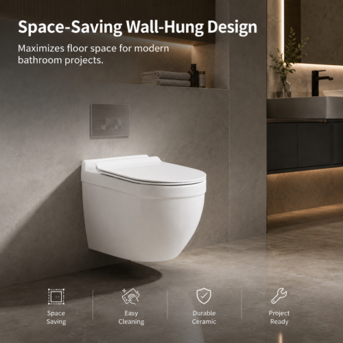 Round Wall Hung Toilet with Tornado Flush and Round Front Bowl Profile