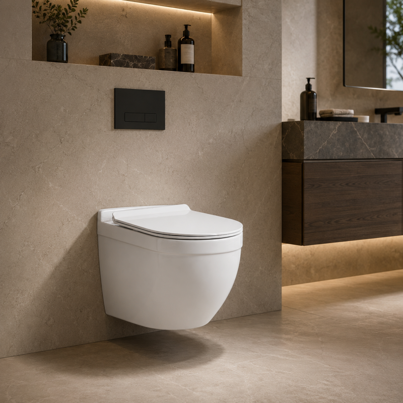 Round Wall Hung Toilet with Tornado Flush and Round Front Bowl Profile