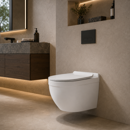 Round Wall Hung Toilet with Tornado Flush and Round Front Bowl Profile