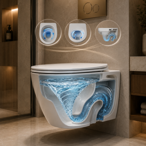 SH-8823 wall hung toilet Tornado Flush system