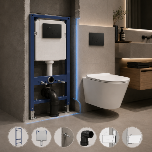 Round wall hung toilet wall frame installation SH-8824