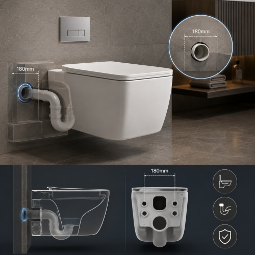 SH-8825 wall drain P-trap connection