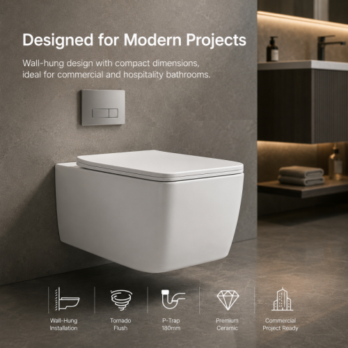 Square Wall Hung Toilet with Tornado Flush