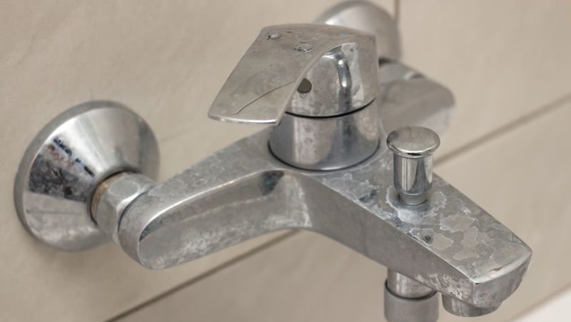 hard water stains around faucet