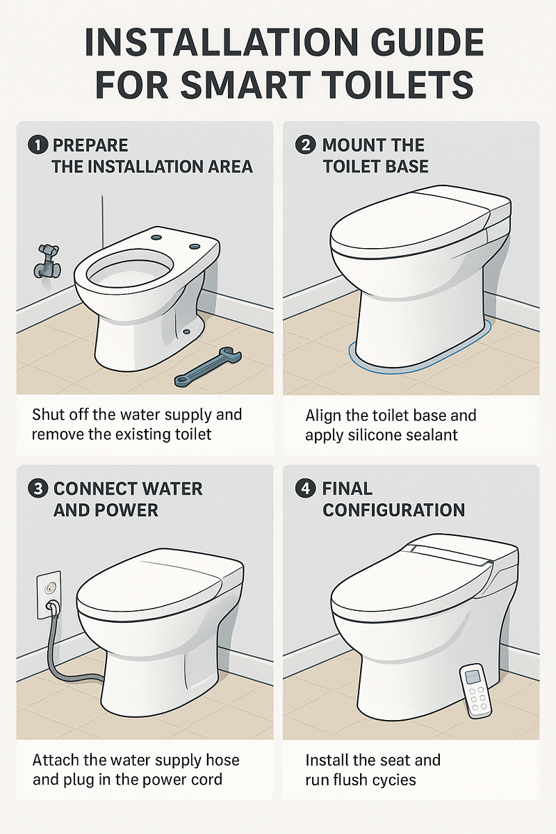 Smart Toilet Installation Step-by-Step Diagram