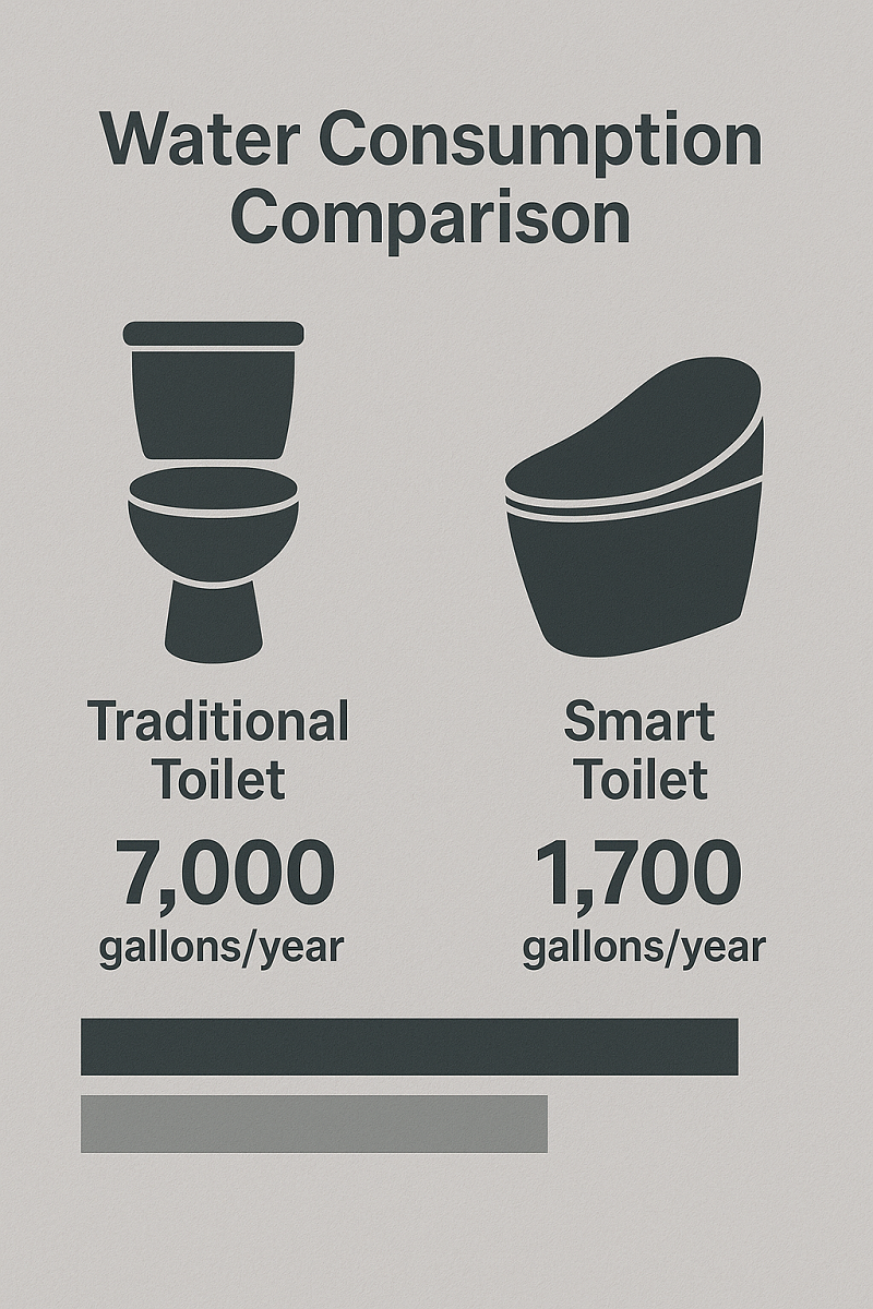 Smart Toilet Water Saving Data Comparison Chart