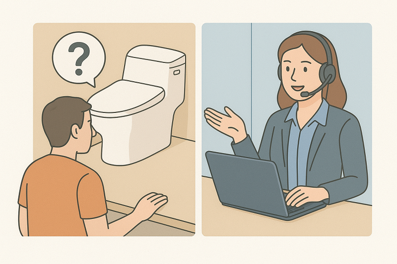 Illustration of customer support for smart toilets